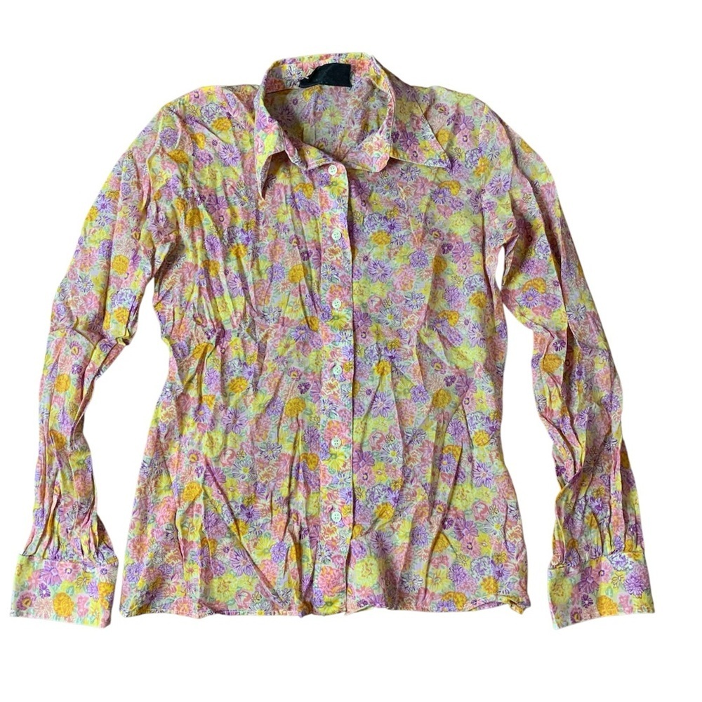 Vintage Rachael Floral Long Sleeve Button Down Blouse - Size Small